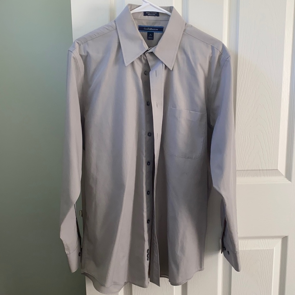 Gray button up dress shirt